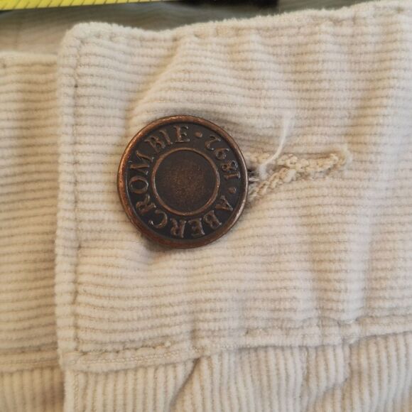 Y2K Abercrombie & Fitch Flared Corduroy Jeans Pants Side Slit Zip Pockets size 8 - Picture 8 of 16